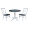 International Concepts Round 36 in Rd Extension Dining Table, 2 X-Back Chairs, White/Heather Gray, 36 W, 48 L, 30.1 in H K05-36RXT-27B-C613-2 - alternate 1